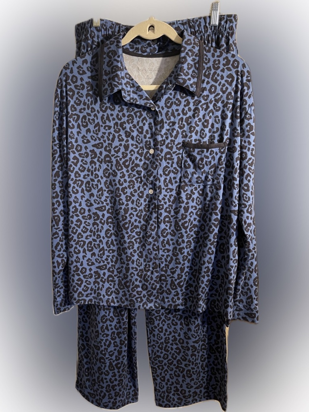 Koolaburra Blue and Black Leopard Pajama Set